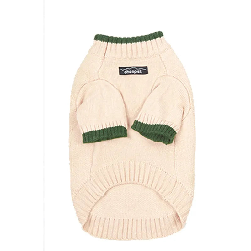 Two-leg pet sweater wool fabric British style with contrast colour trim for dogs