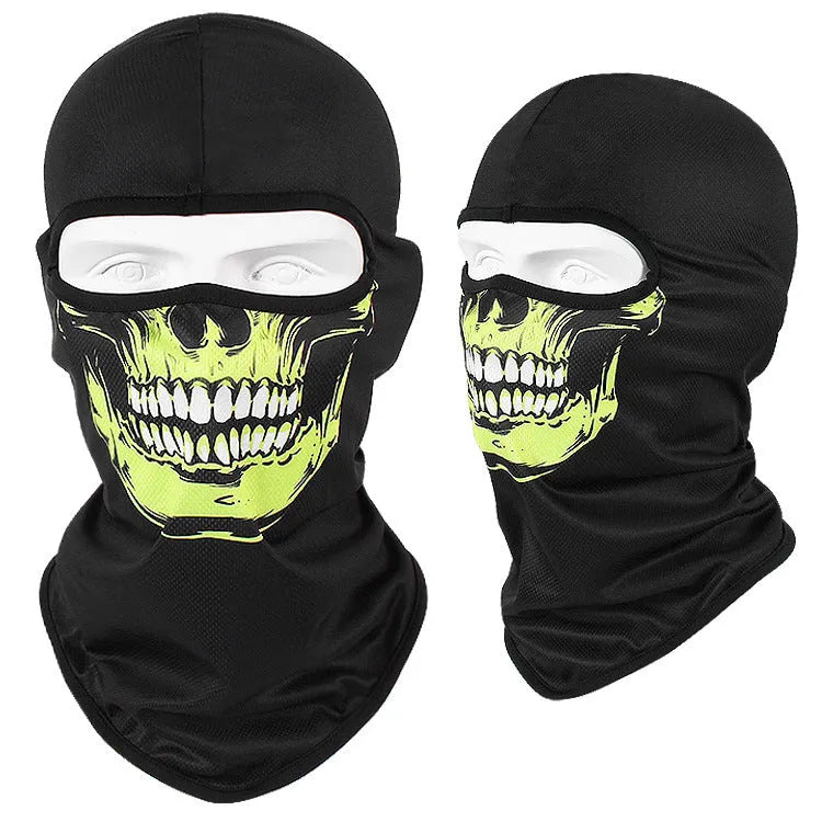 Motorcycle breathable skull sun mask with Bakool silk fabric in 36*29 cm size