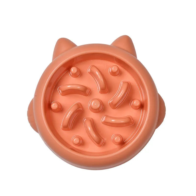 Green slow feeder dog bowl with maze ridge pattern for anti-gulping feeding