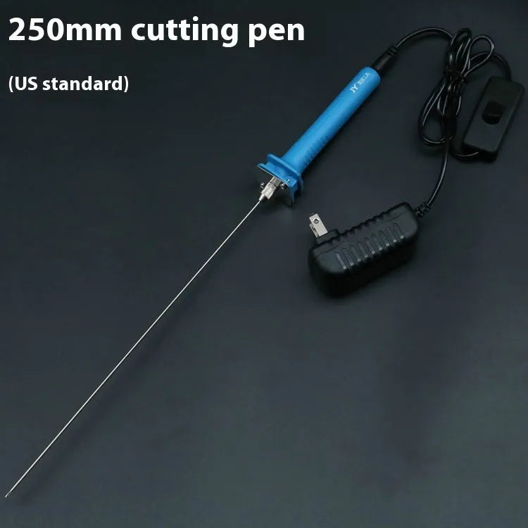 Blue plastic-handled electric heating cutter pen for foam and pearl cotton.