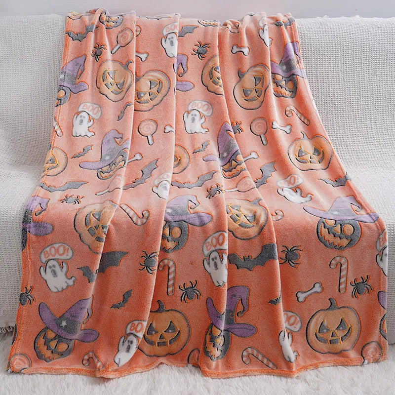 Children's flannel blanket with cartoon design used as air conditioner cover