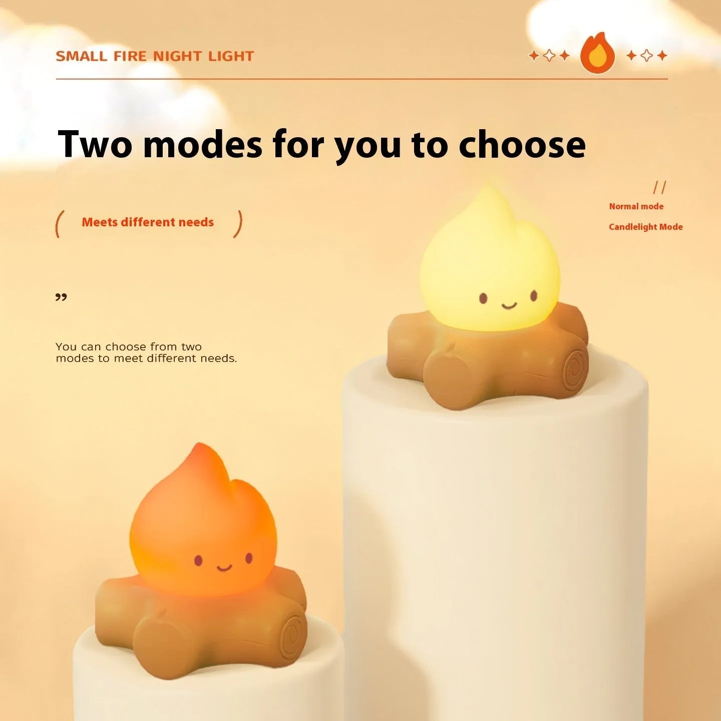 Cartoon-style silicone night lamp with ABS shade, showing yellow light and compact portable design.