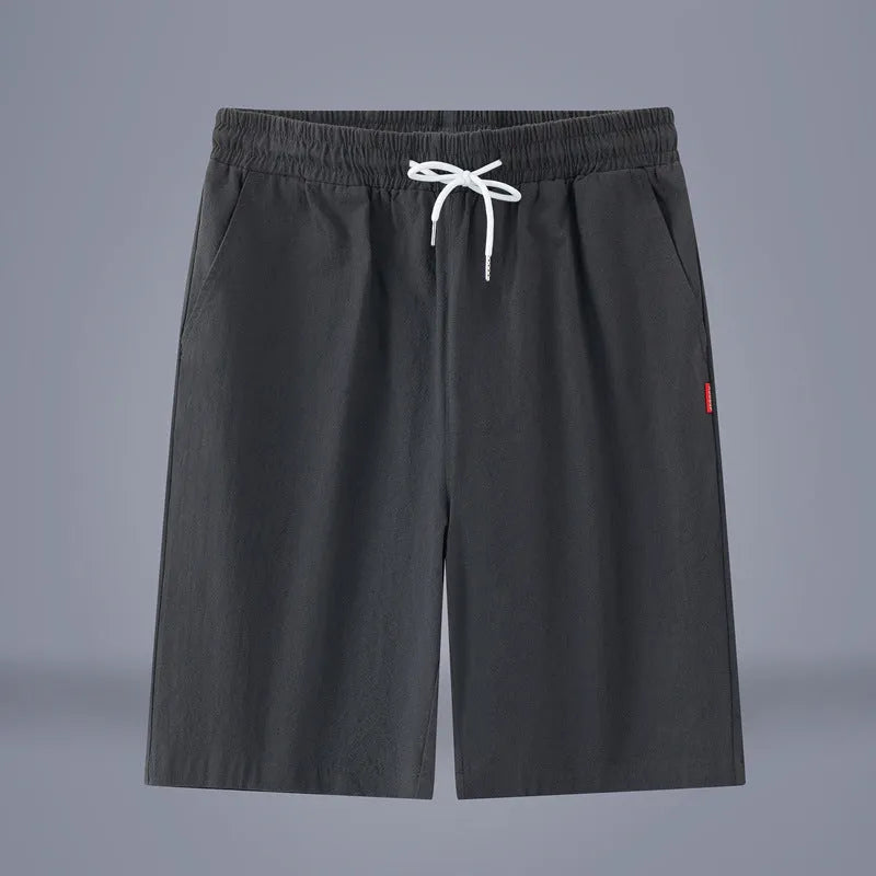 Chinese-style cotton and linen cropped pants in solid colours with drawstring waist