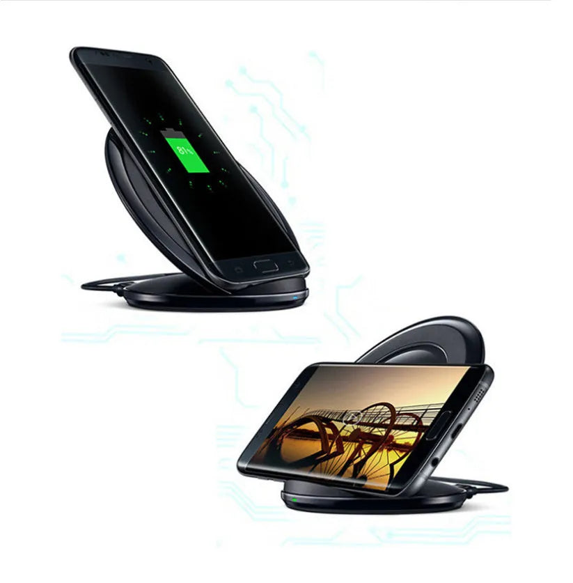 Black Qi wireless charging pad for Galaxy Note Edge with USB cable connection