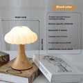 Mushroom-shaped night light with USB charging port and touch controls in five colour options