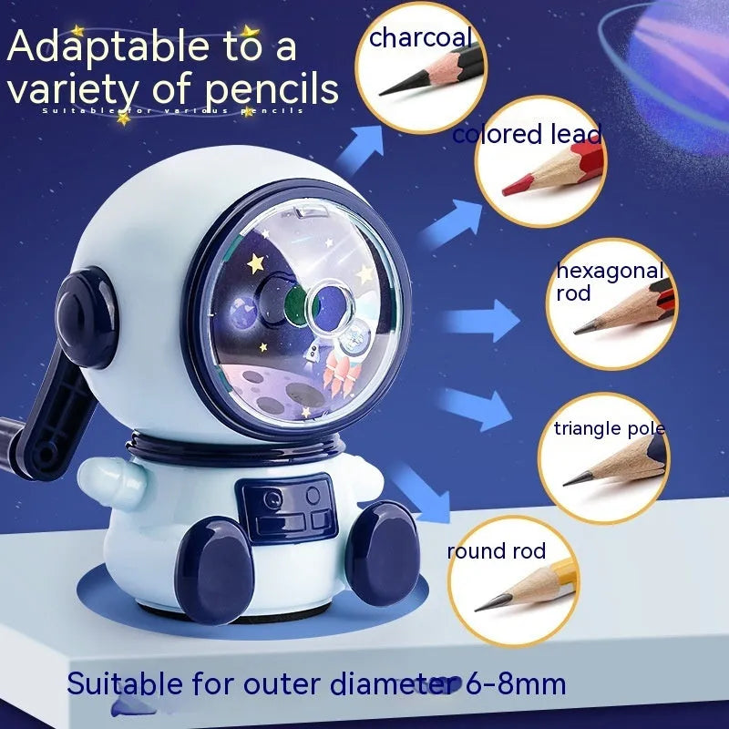Blue astronaut pencil sharpener manual operation children's stationery