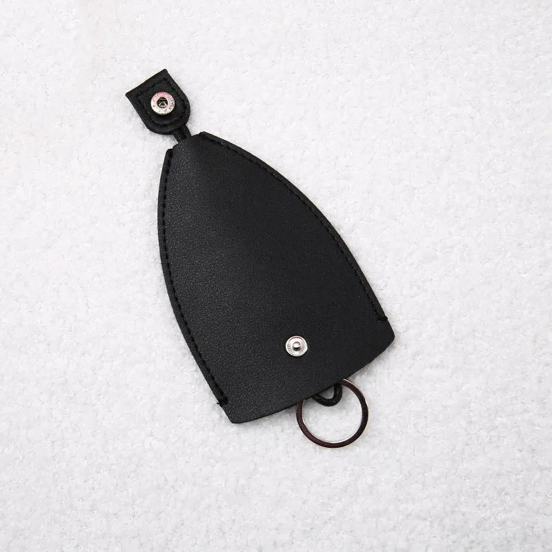 Cartoon design pull-out car key case made from soft PU leather, showing approximate size.