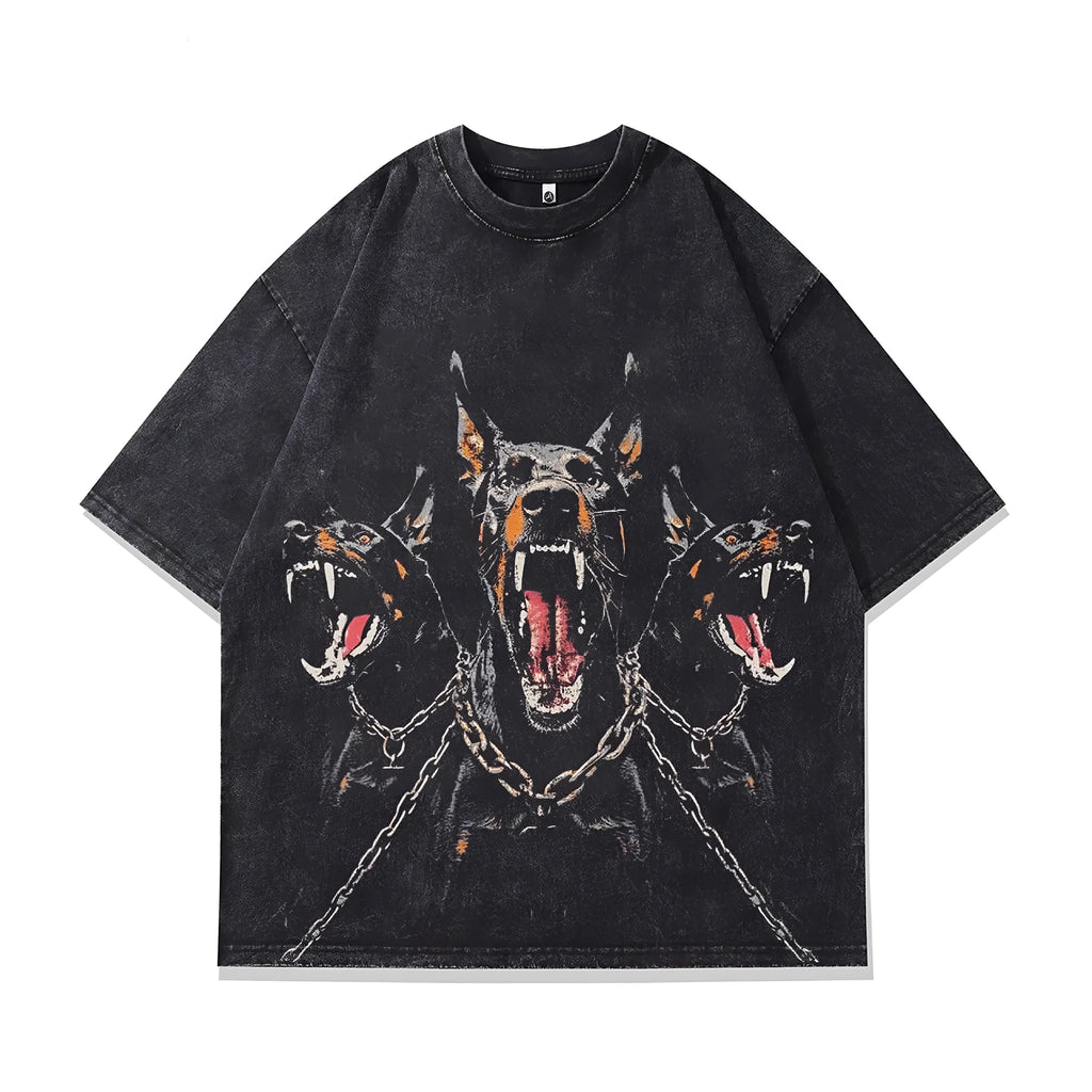 Men's short sleeve cotton T-shirt with character pattern print in loose fit summer style