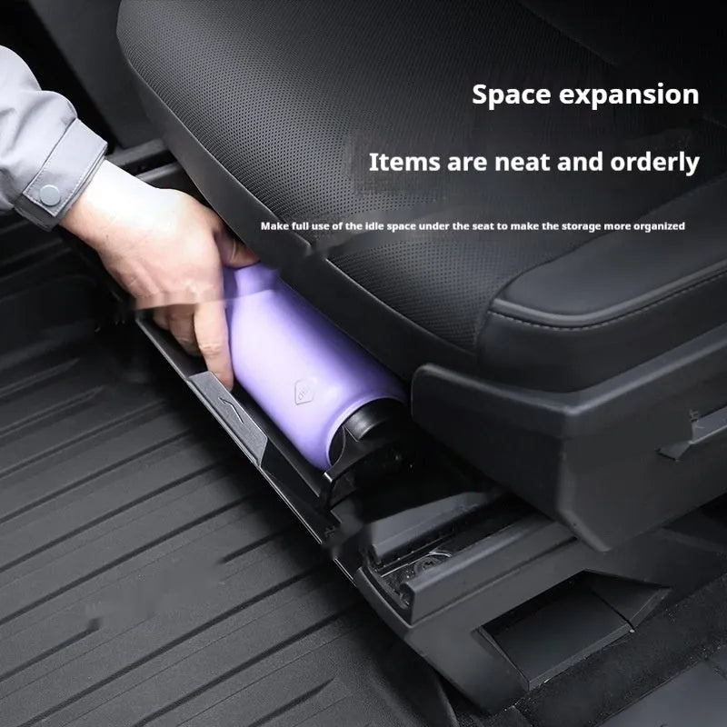 Tesla Model Y front seat lower storage box with silica gel pad and carry handle