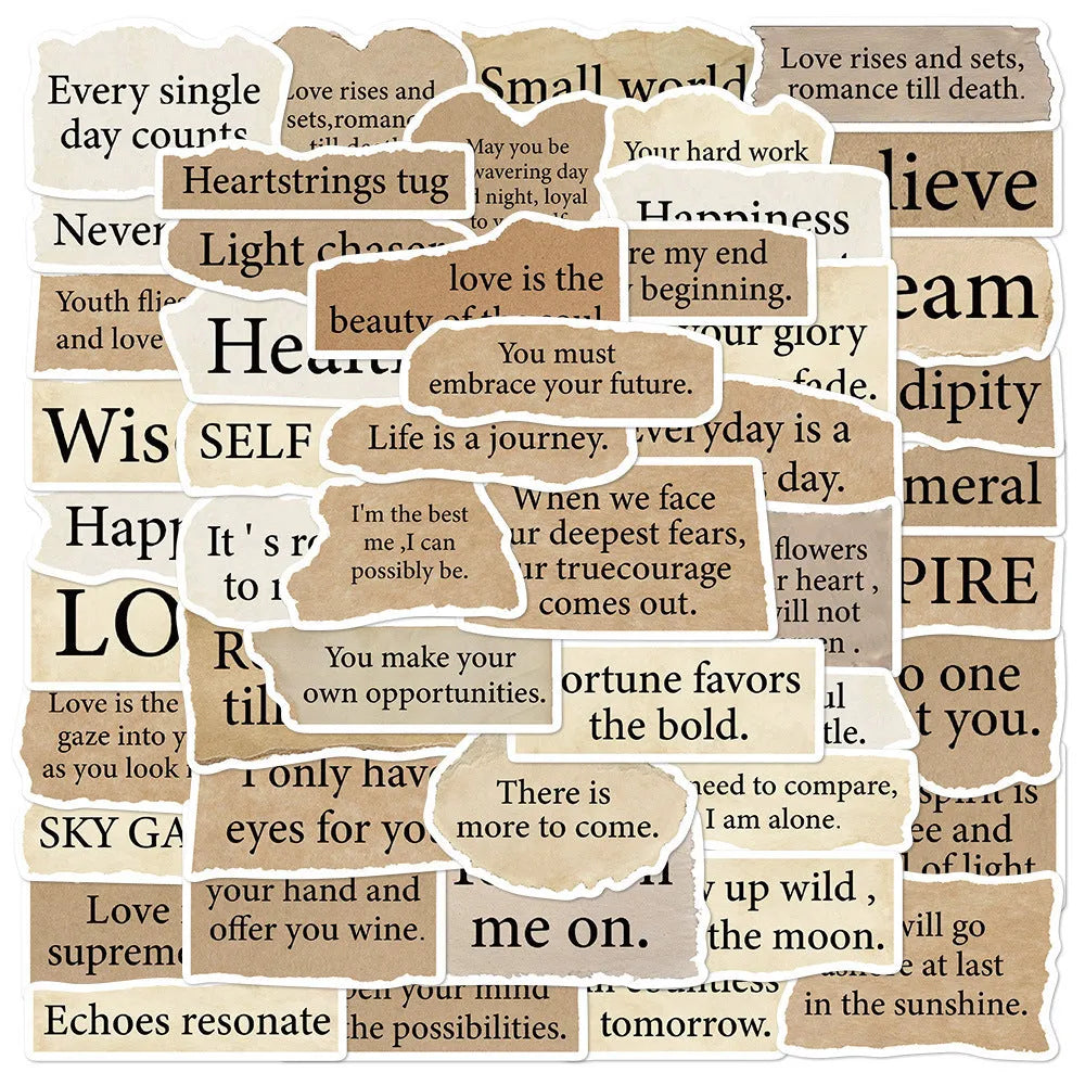 25 tear English style decorative laptop stickers in matte and glossy PVC finishes