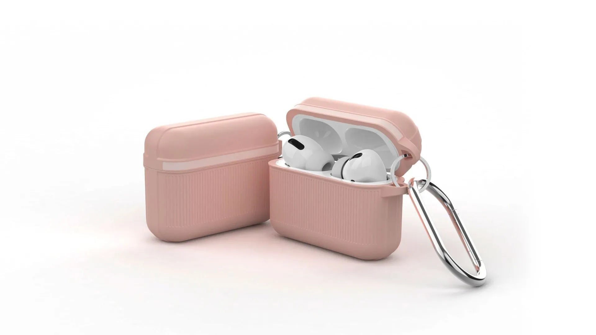 Split silicone protective case for Apple AirPods with thickened corners and metal buckle