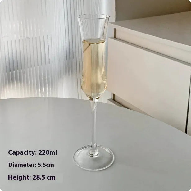 French champagne glass with goblet shape in crystal design variations