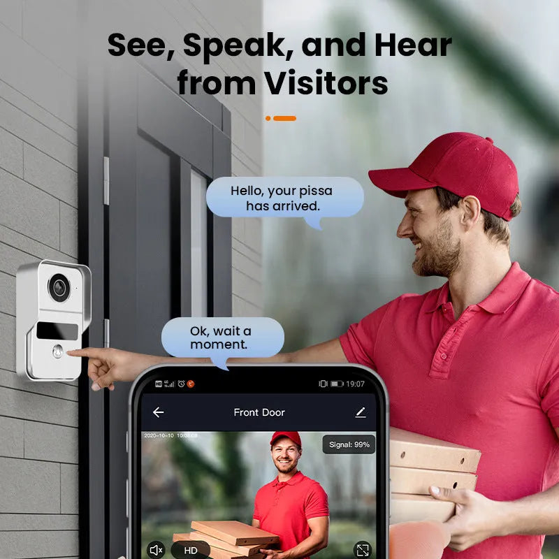 10-inch wireless video intercom doorbell system with outdoor unit and indoor monitor
