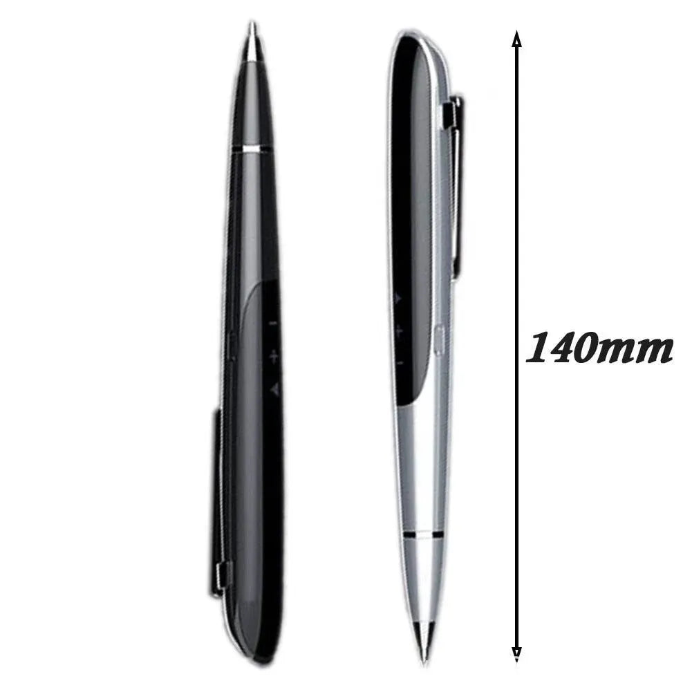 Black and silver lossless recording pens with OLED display screens and zinc alloy shells.