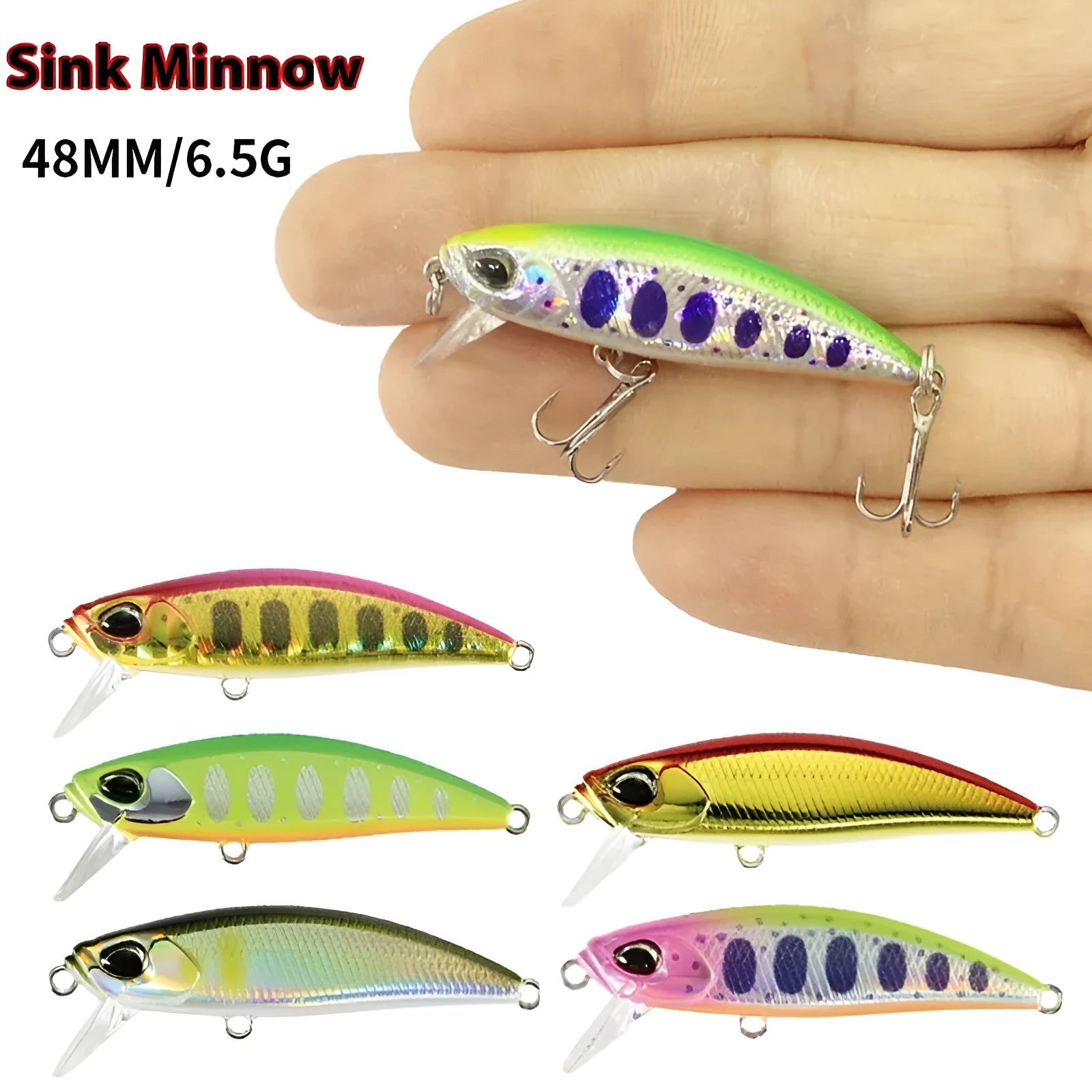 Japanese 48mm hard plastic fishing lure for snakehead and mandarin fish in multiple colour options