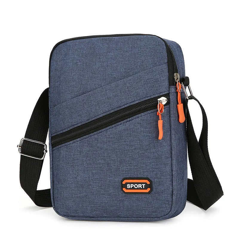 Ultra-light Oxford cloth crossbody commuter bag in silver grey with contrast colour detail.