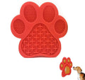 Blue bone-shaped silicone dog licking mat with suction cups on the back.