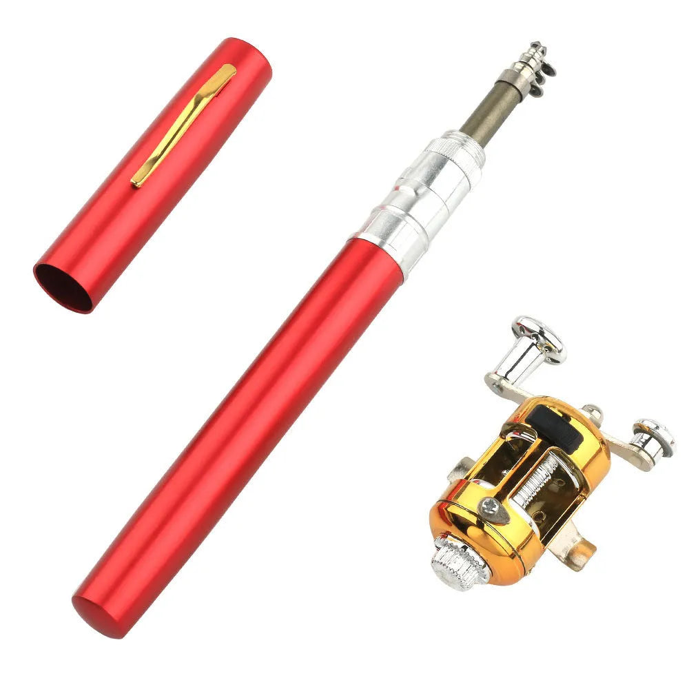 Gold telescopic stream fishing rod kit collapsed to 20.5cm with ST5RL spinning reel attached