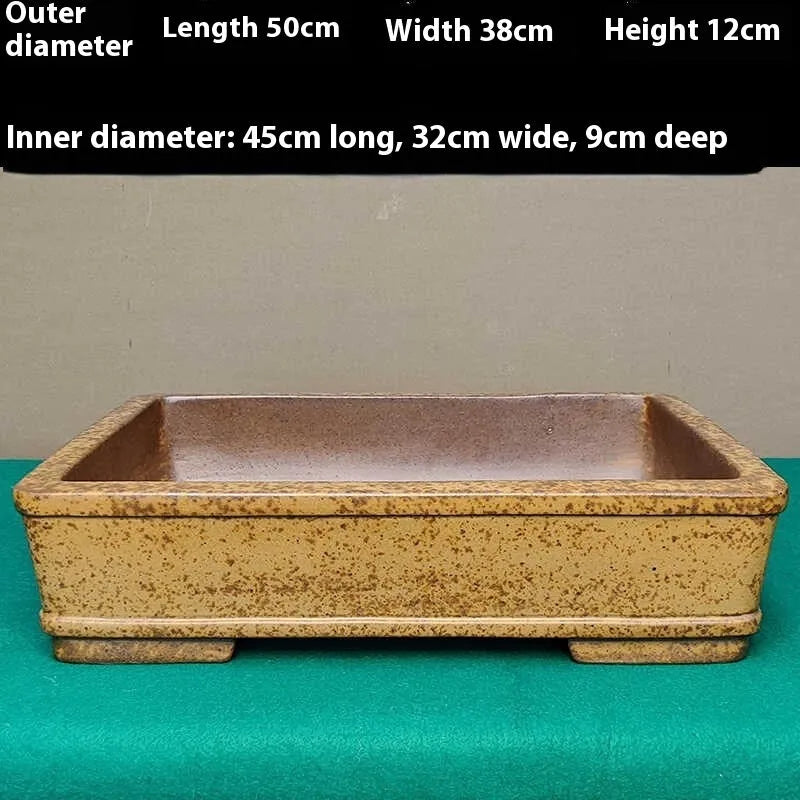 Straight shallow rectangular Yixing purple sand flowerpot for corridor plant display