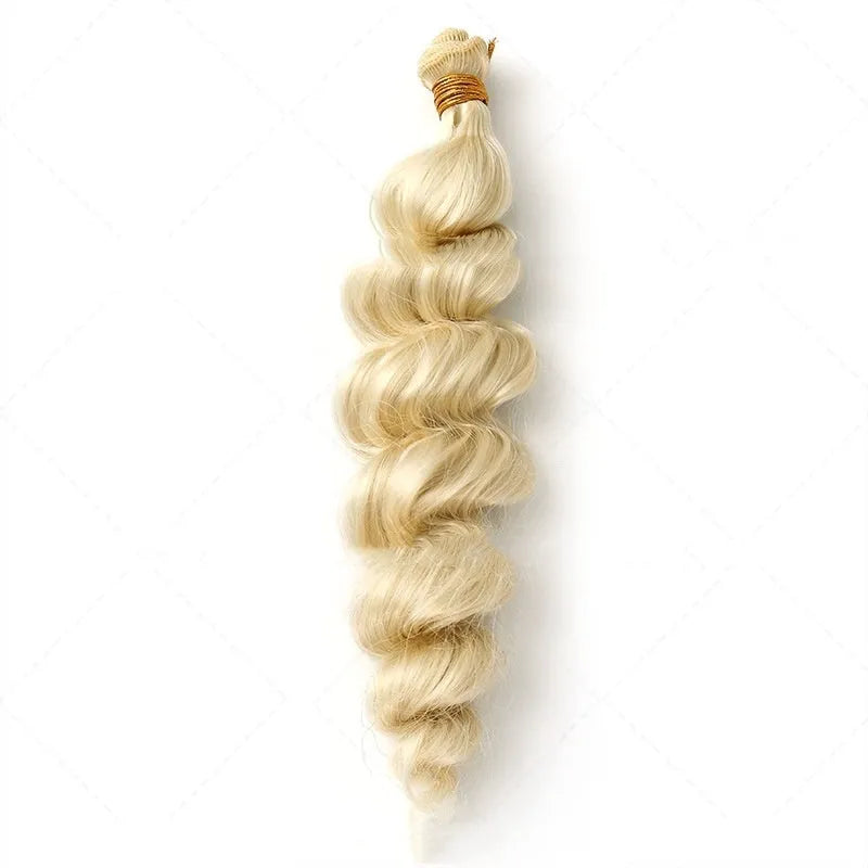 Golden synthetic fibre wig in three length options: 18, 20, and 22 inches.