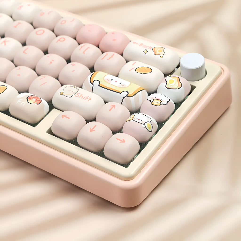 PBT mechanical keyboard key caps with bread bear theme in MOG height profile
