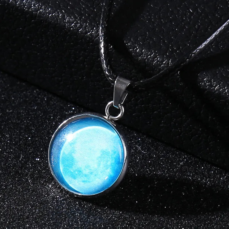 Christmas constellation glass pendant necklace with luminous alloy chain in one of ten colour options
