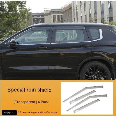 Mitsubishi Outlander window deflector set in engineering plastic with black or translucent options