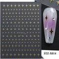 Plastic sheet with 50 black and silver striped cartoon nail art stickers