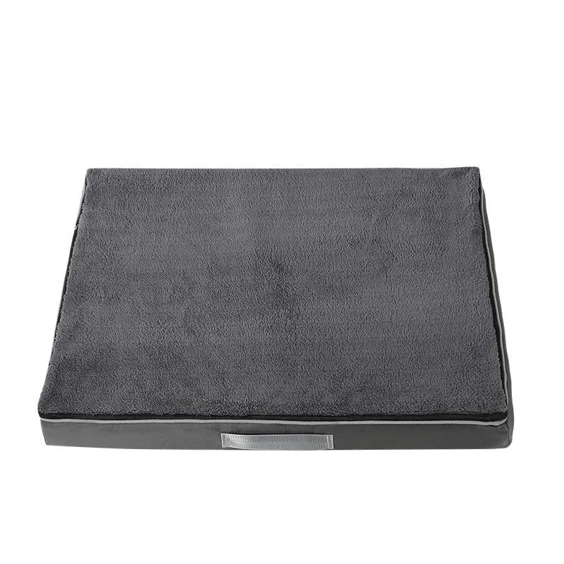 Brown removable washable sponge dog mat with velvet finish on a sofa
