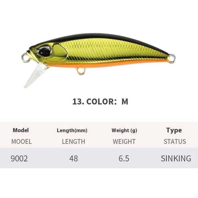 Japanese 48mm hard plastic fishing lure for snakehead and mandarin fish in multiple colour options