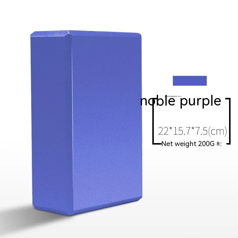 High-density EVA yoga block in pink next to a dark blue block, showing 7.5cm height and printed cartoon design options.