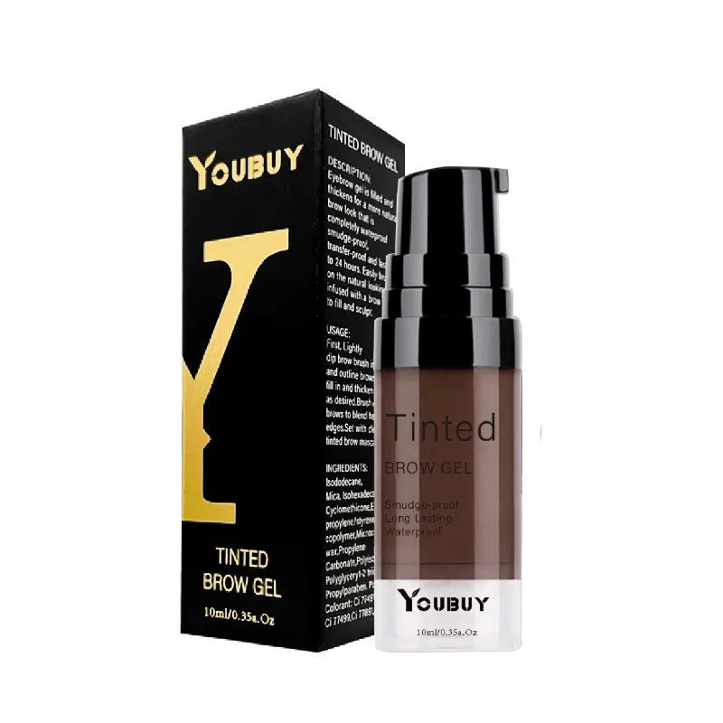 Waterproof eyebrow cream in dark gray and golden yellow shades for natural brows
