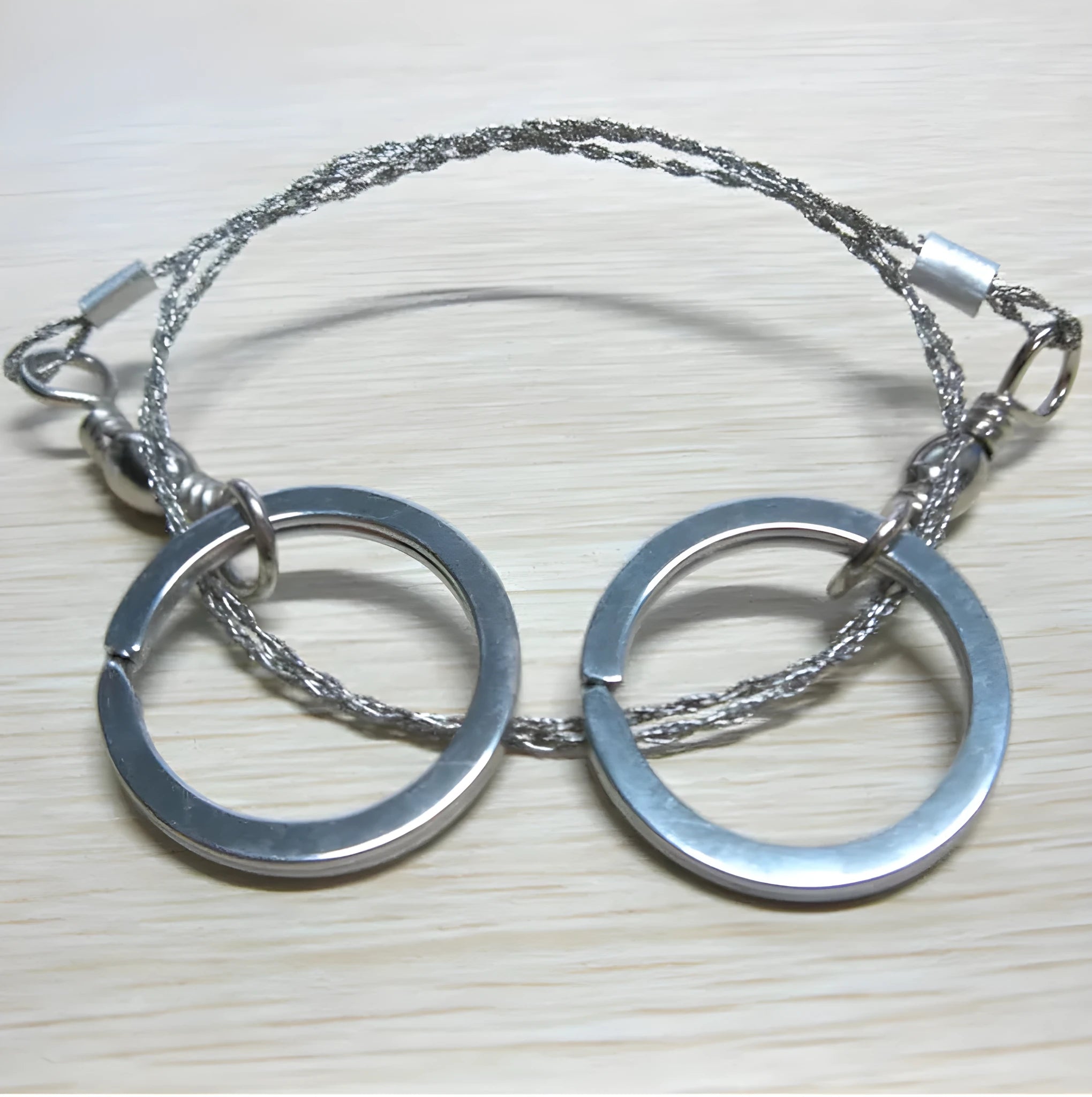 70cm stainless steel survival wire saw with pull ring and hoop handles for outdoor cutting