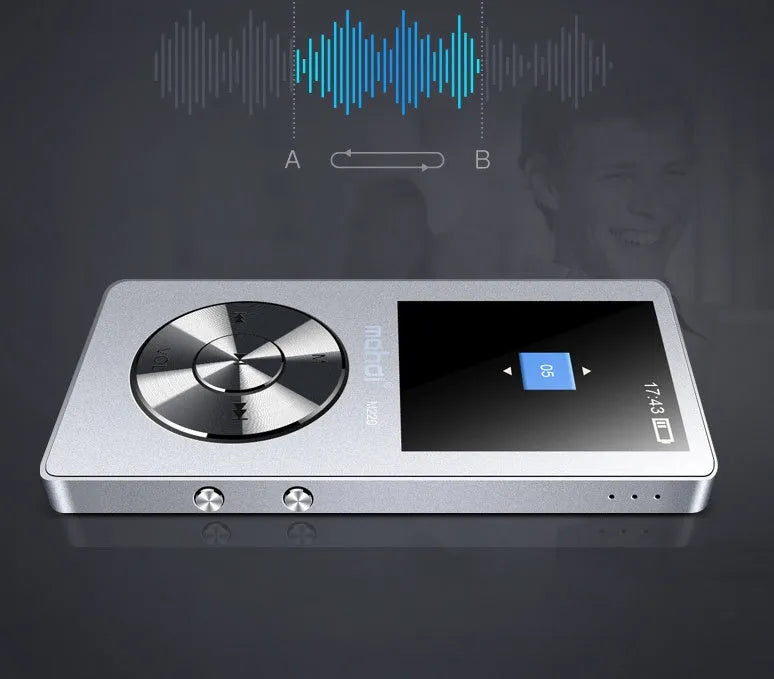 Gold, silver, or black metal MP3 music player with a 1.8-inch screen and key controls.