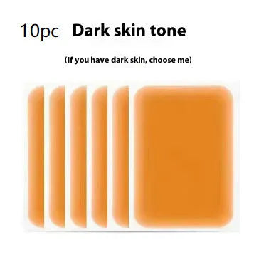 Pack of adhesive tattoo cover patches in various skin tone colours on a white background.