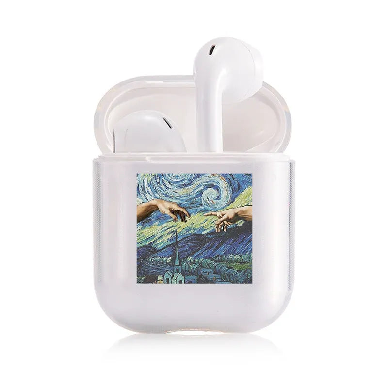 Transparent clear plastic protective cover for Apple AirPods case showing original colour through cover