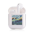 Transparent clear plastic protective cover for Apple AirPods case showing original colour through cover