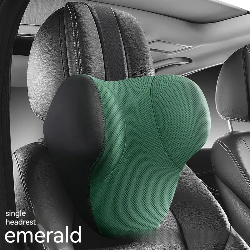 Memory foam car lumbar support and headrest pillow set in knitted fabric with six colour options