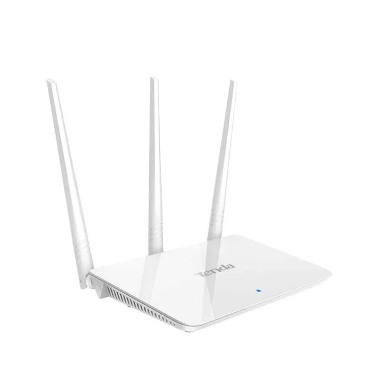 White wireless router for home broadband with dual-band 2.4GHz and 5GHz support.