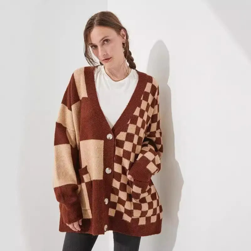 Loose fit cardigan knitwear in polyester-spandex available in six colours