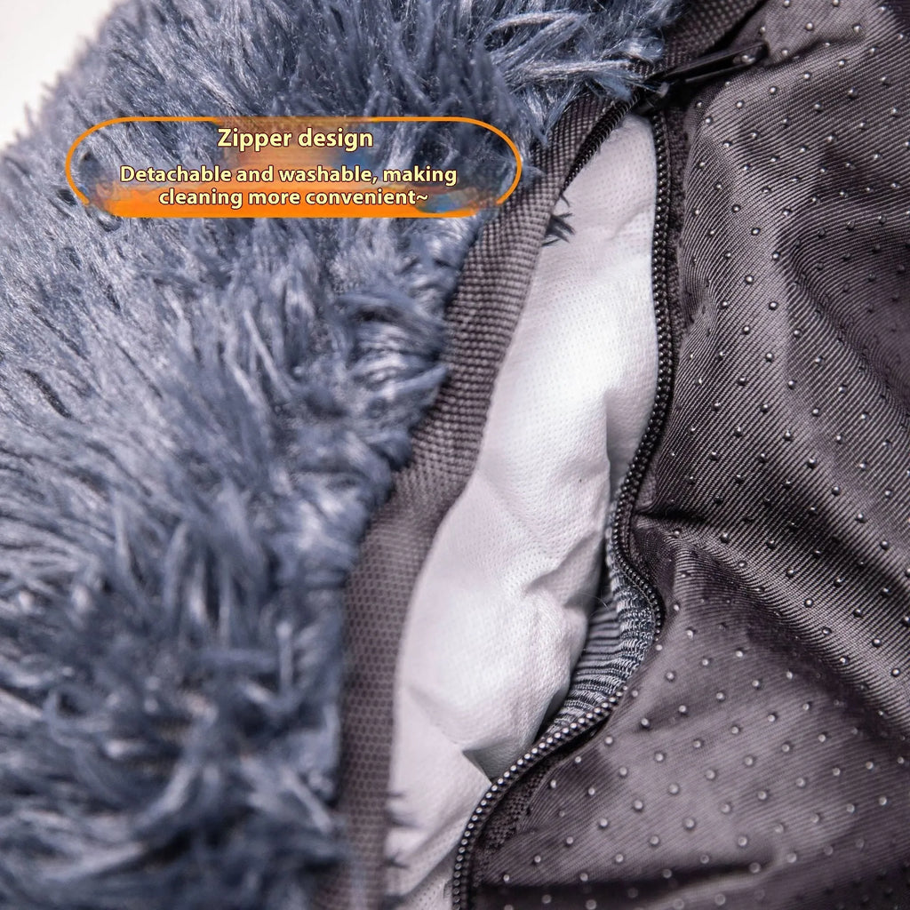 Winter thickened thermal vehicle-mounted pet mat in dark grey or beige colours for car seat protection