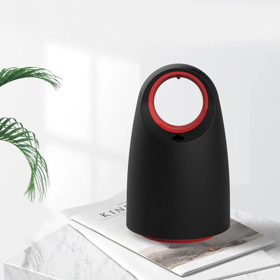 White or black silent USB mosquito killer with UV light for indoor use measuring 12x12x21.5 cm.