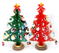 36cm tall wooden Christmas tree decoration with hand-painted green finish on desktop