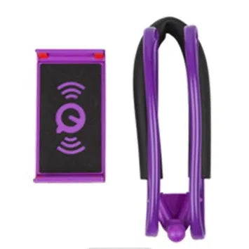 Universal white phone neck holder with 360-degree rotating clamp mounted on a smartphone