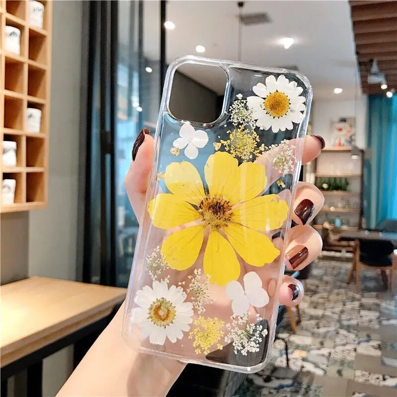 Floral TPU phone case with large flower design for iPhone models
