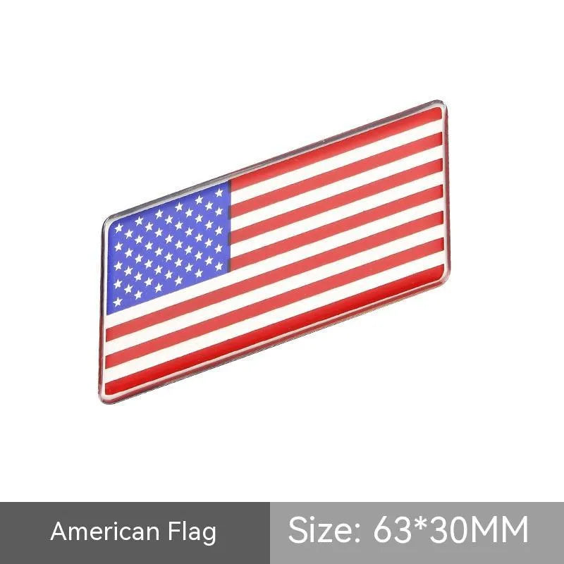Aluminium car sticker flag emblem showing national flag design in parallelogram shape