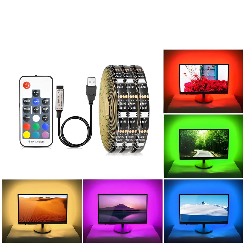 Flexible LED strip light with 30 beads per metre for TV and computer background lighting