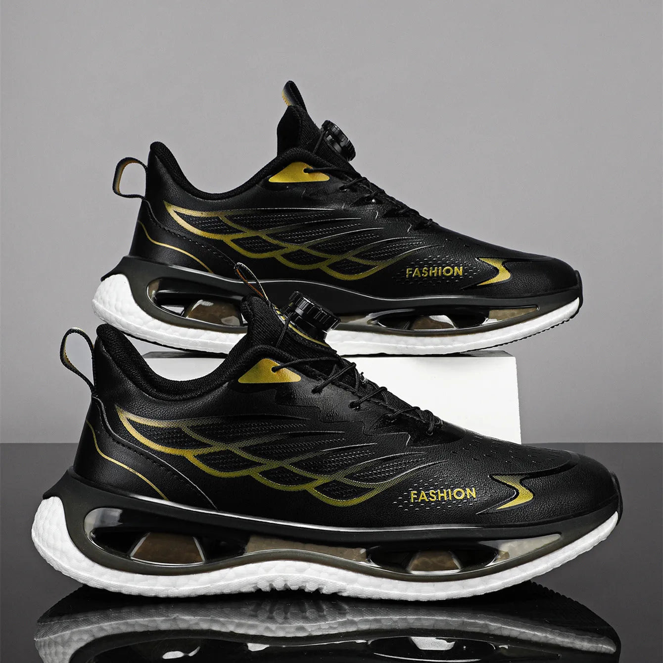 Youth button sneaker with shock absorption rotating function in casual sports style