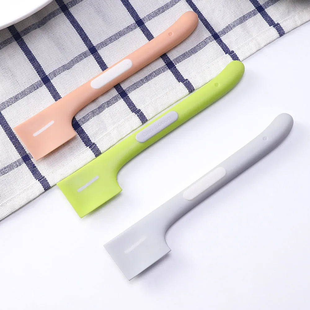 TPR pet canned food spoon with long handle in green, pink, or purple colour options