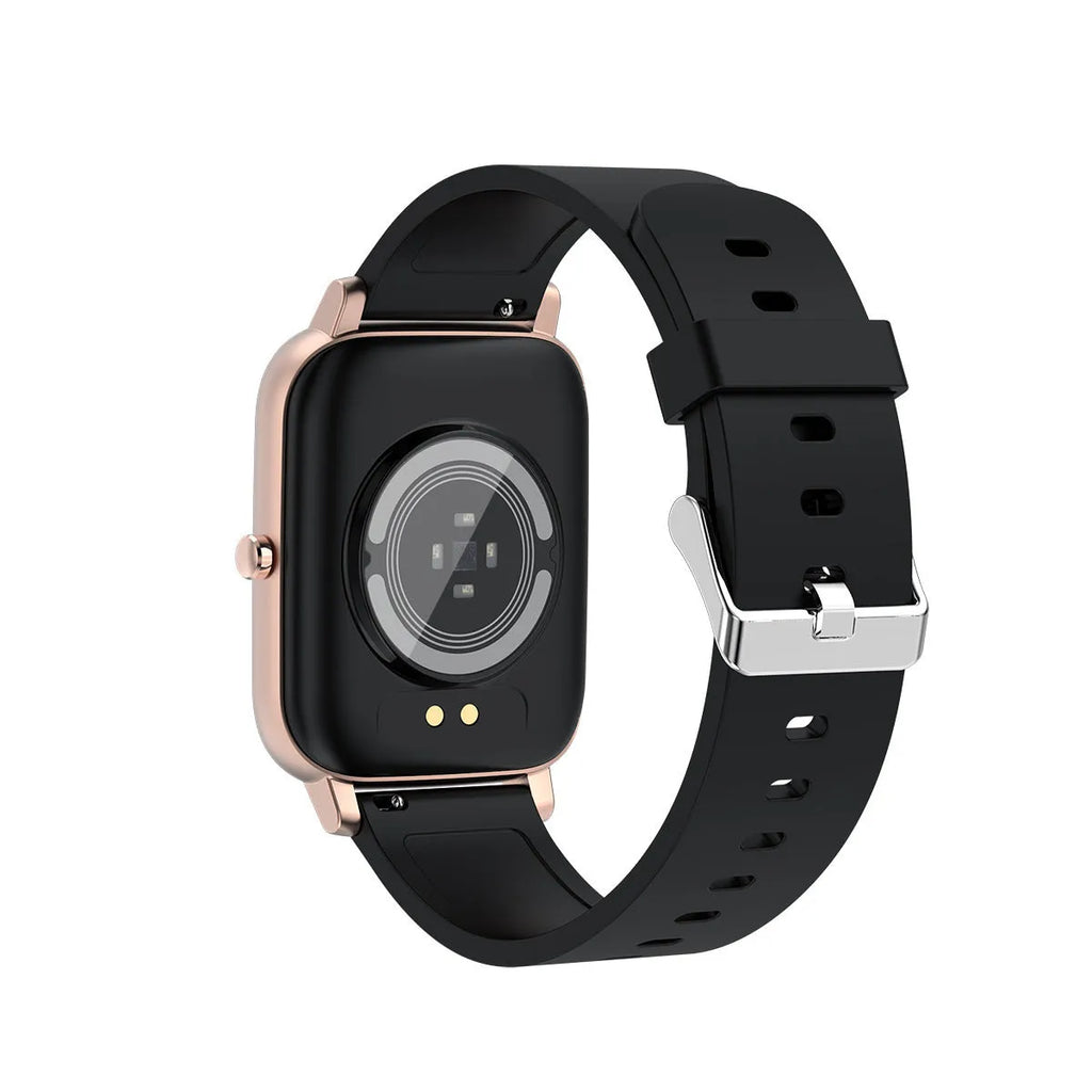 H80 smart watch with black silicone strap showing ECG and blood oxygen monitoring on its 1.69-inch touch screen